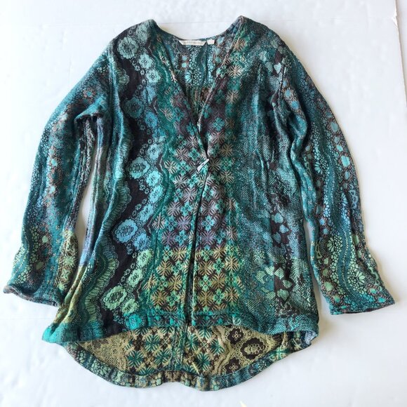 SOFT SURROUNDINGS Saskia Super Soft Teal Woven Jacket Blue Green Womens Small - Picture 2 of 8